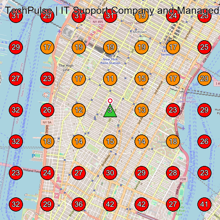 TechPulse | IT Support Company and Managed IT Services in New York GeoGrid visibility map for Computer Consultant in New York